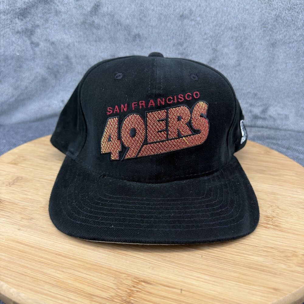 San Francisco 49ers Vtg Hat Cap Snap Back One Size Mens Black Gold Script NFL